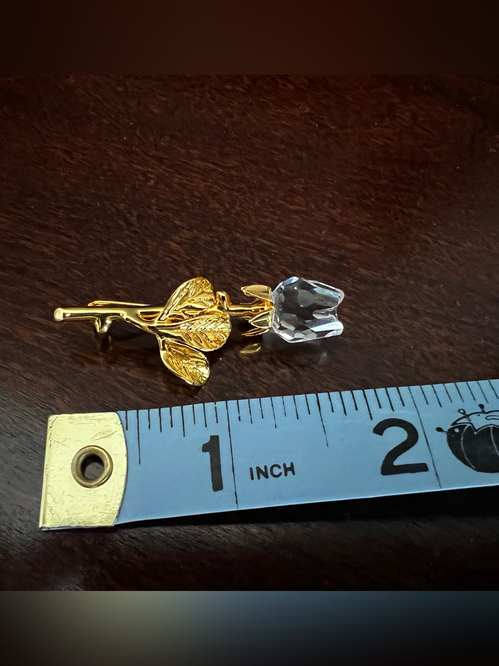 Swarovski ‘Crystal Memories’ Mini Rose Brooch Pin 1.75" - Austria Gold Plated